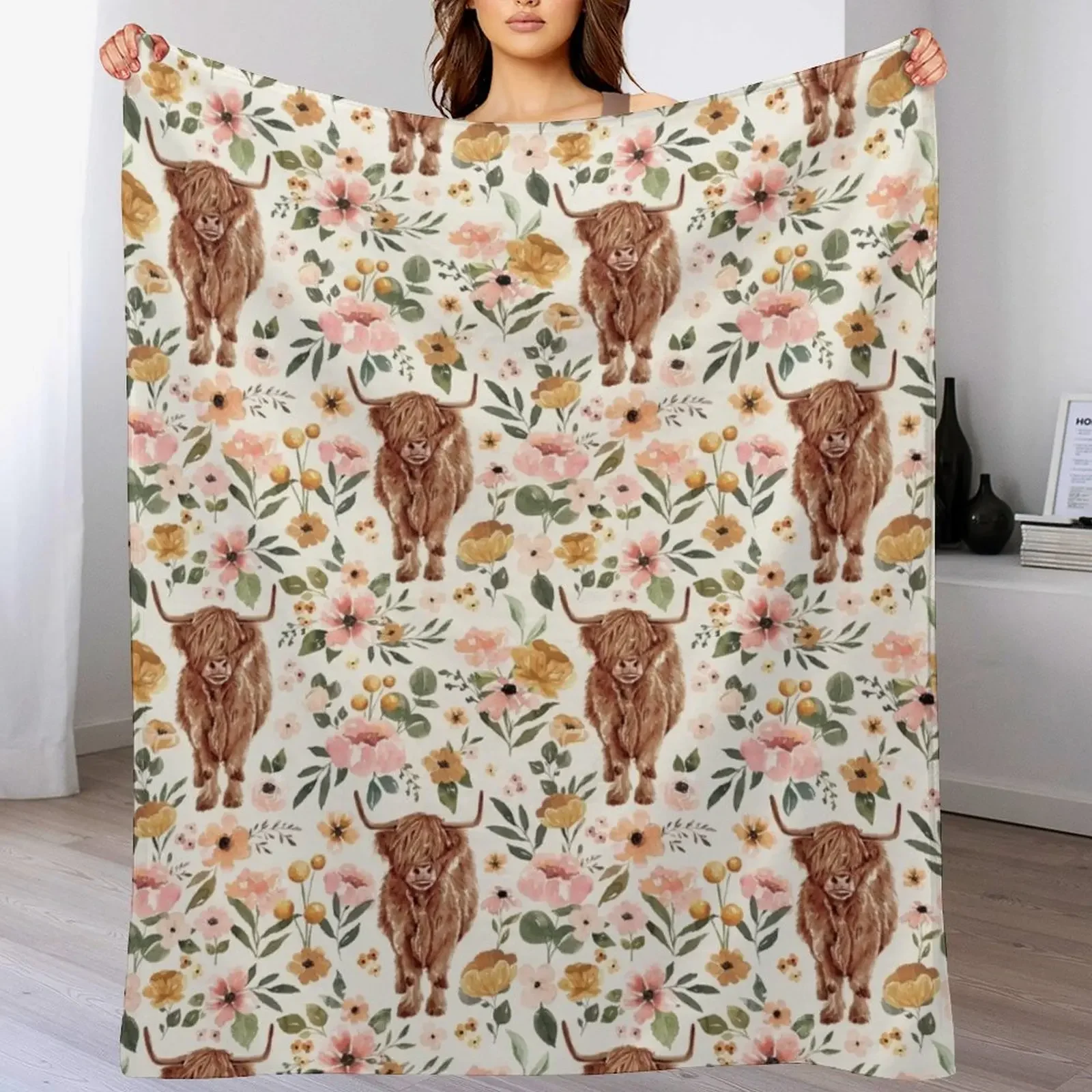 Highland Cow Boho Floral Throw Blanket Flannel Fleece Soft Warm Throw Blanket
Highland Cow Boho Floral Throw Blanket Flannel Fleece Soft Warm Throw Blanket
