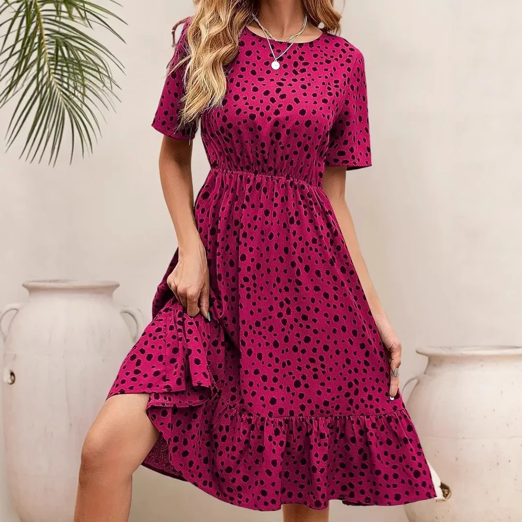 Women's 2026 Summer Fashion Waist Polka Dot French Crew Neck Short Sleeve Dress
Women's 2026 Summer Fashion Waist Polka Dot French Crew Neck Short Sleeve Dress