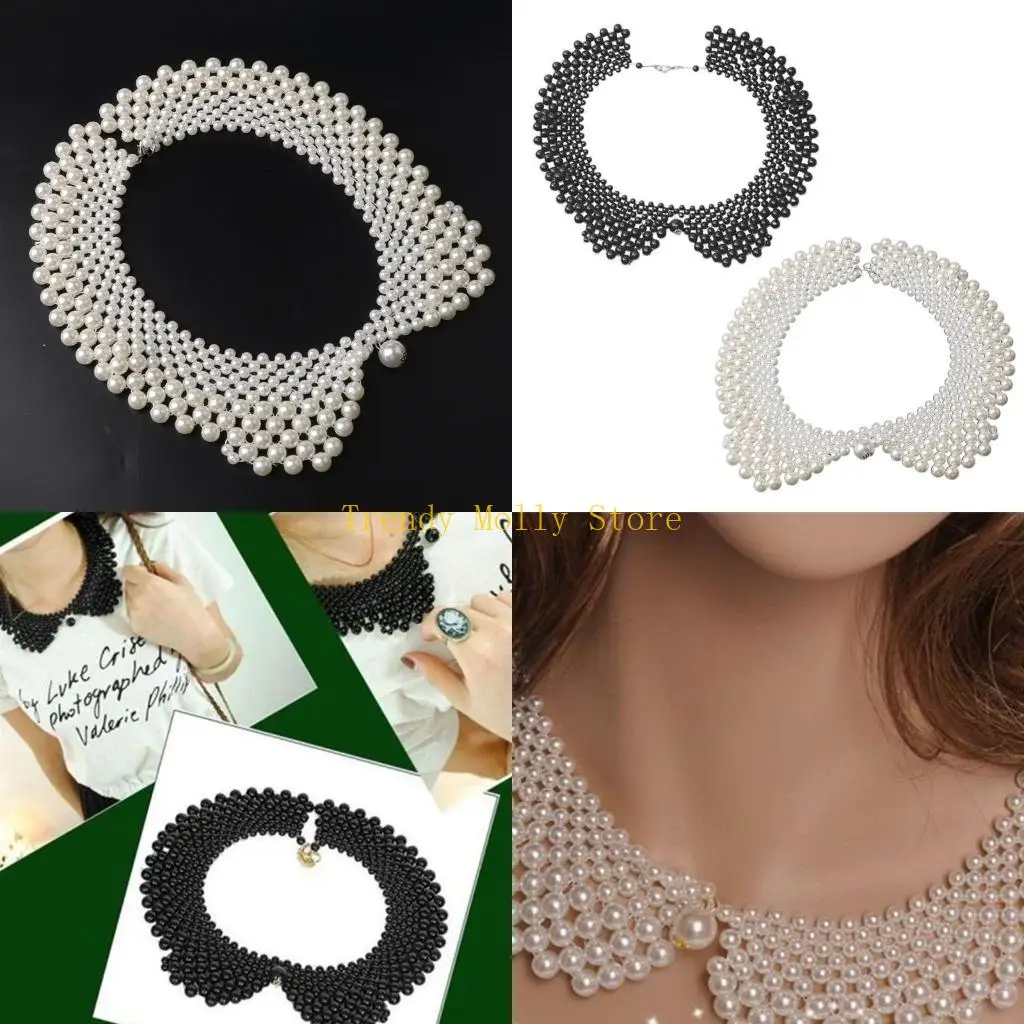N5KB Ethnic Handmade Woven Beading False Collar Imitation Pearl Jewelry Women Bib Cho
N5KB Ethnic Handmade Woven Beading False Collar Imitation Pearl Jewelry Women Bib Cho