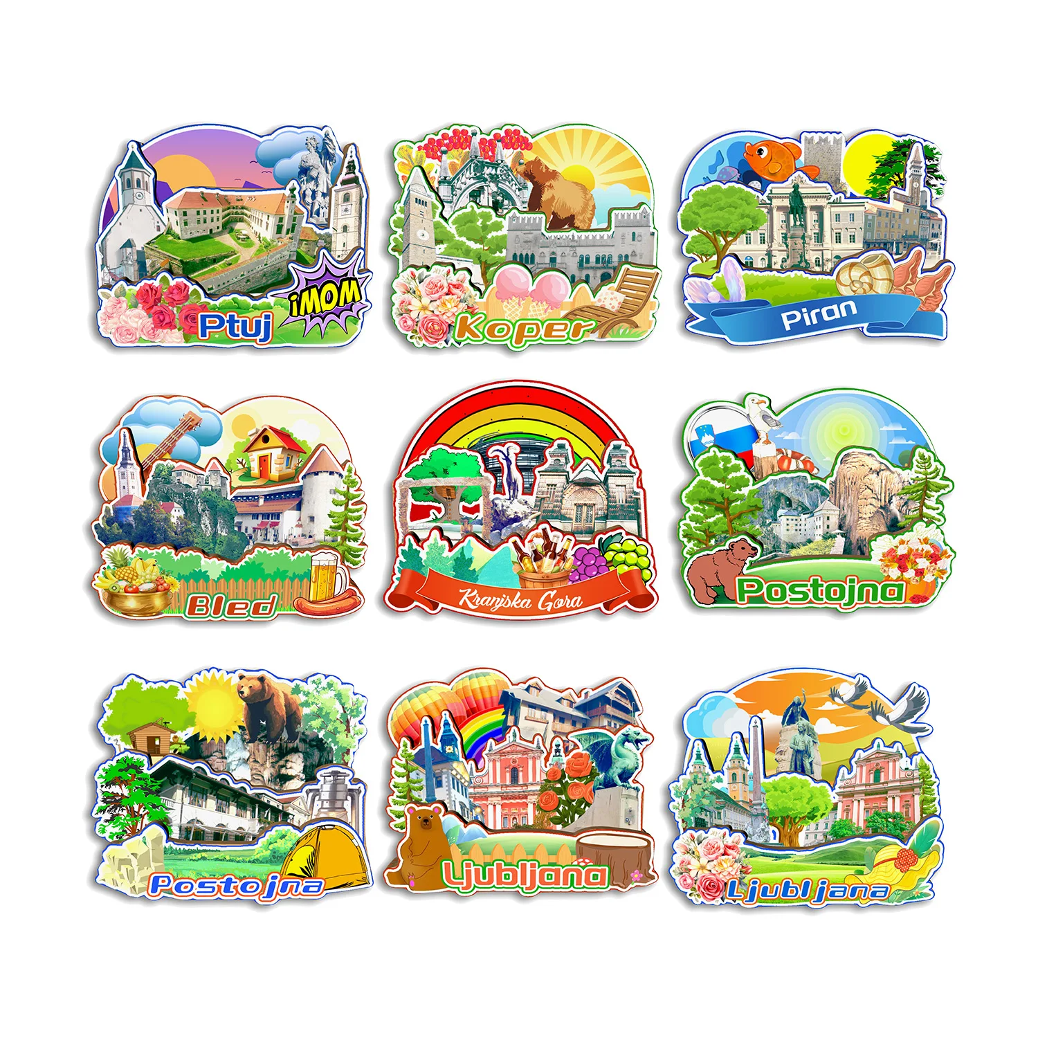 Ljubljana Postojna Bled Piran Koper Ptuj Kranjska Gora SLOVENIA Fridge Magnet Travel Souvenir Gift
Ljubljana Postojna Bled Piran Koper Ptuj Kranjska Gora SLOVENIA Fridge Magnet Travel Souvenir Gift
