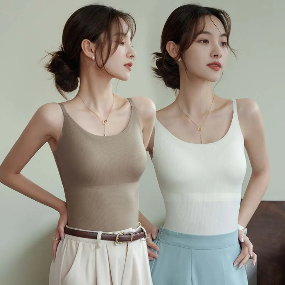 Breathable With Chest Cushion Ice Silk Camisole Non Trace Solid Color Crop Tops Streetwear Slim Fit Ice Silk Corset Daily
Breathable With Chest Cushion Ice Silk Camisole Non Trace Solid Color Crop Tops Streetwear Slim Fit Ice Silk Corset Daily