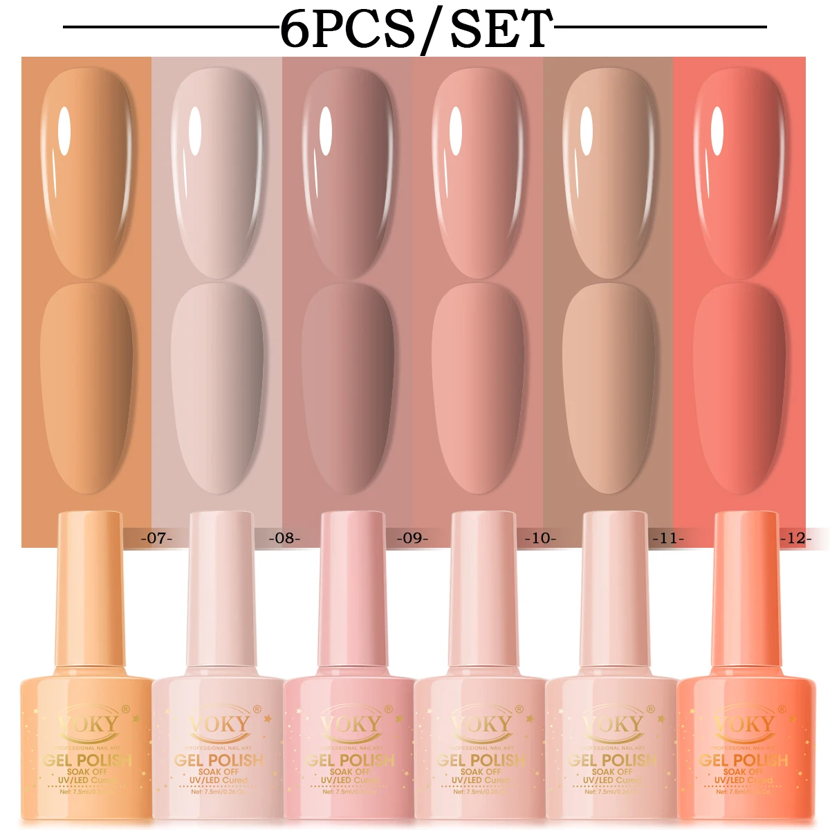 VOKY 6PCS/Set Nude Pink Series Gel Nail Polish Set Soak Off UV LED Semi Permanent Varnish Nude Peach Color Manicure Kit For Nail
VOKY 6PCS/Set Nude Pink Series Gel Nail Polish Set Soak Off UV LED Semi Permanent Varnish Nude Peach Color Manicure Kit For Nail