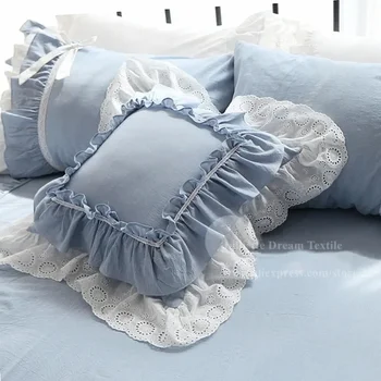 럭셔리 유럽 러플 레이스 쿠션 커버, 주름 베개 커버, 케이크 레이어 공주 크리스마스 베개 커버, 던지기 베개 커버