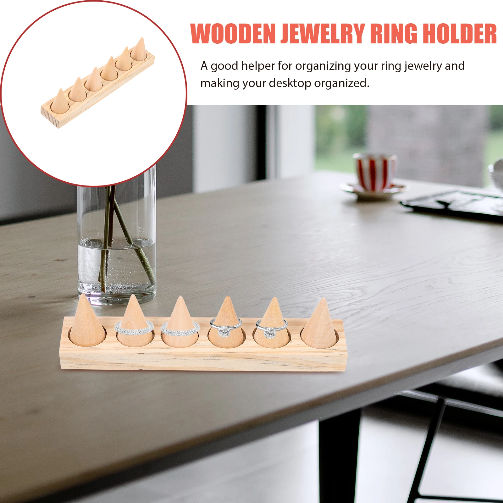 Ring Display Rack Conical Stand Cone Holder Showcase Jewelry Khaki Wooden Earring
Ring Display Rack Conical Stand Cone Holder Showcase Jewelry Khaki Wooden Earring