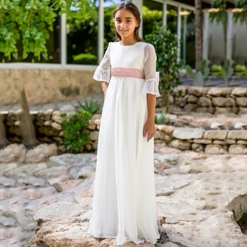 Flower Girl Dresses Birthday Party Occasion Banquet Princess Gowns White Tulle With Pink Bow Ribbon Half Sleeves For Wedding
Flower Girl Dresses Birthday Party Occasion Banquet Princess Gowns White Tulle With Pink Bow Ribbon Half Sleeves For Wedding