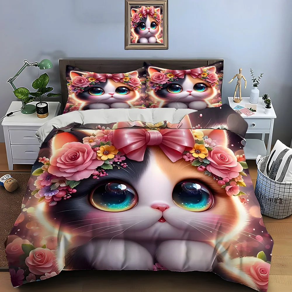 Cat ears with rose decoration Bedding Set for Kids Luxury Gift 3pcs Digital Print Comforter Set Soft Comfortable Breathable
Cat ears with rose decoration Bedding Set for Kids Luxury Gift 3pcs Digital Print Comforter Set Soft Comfortable Breathable