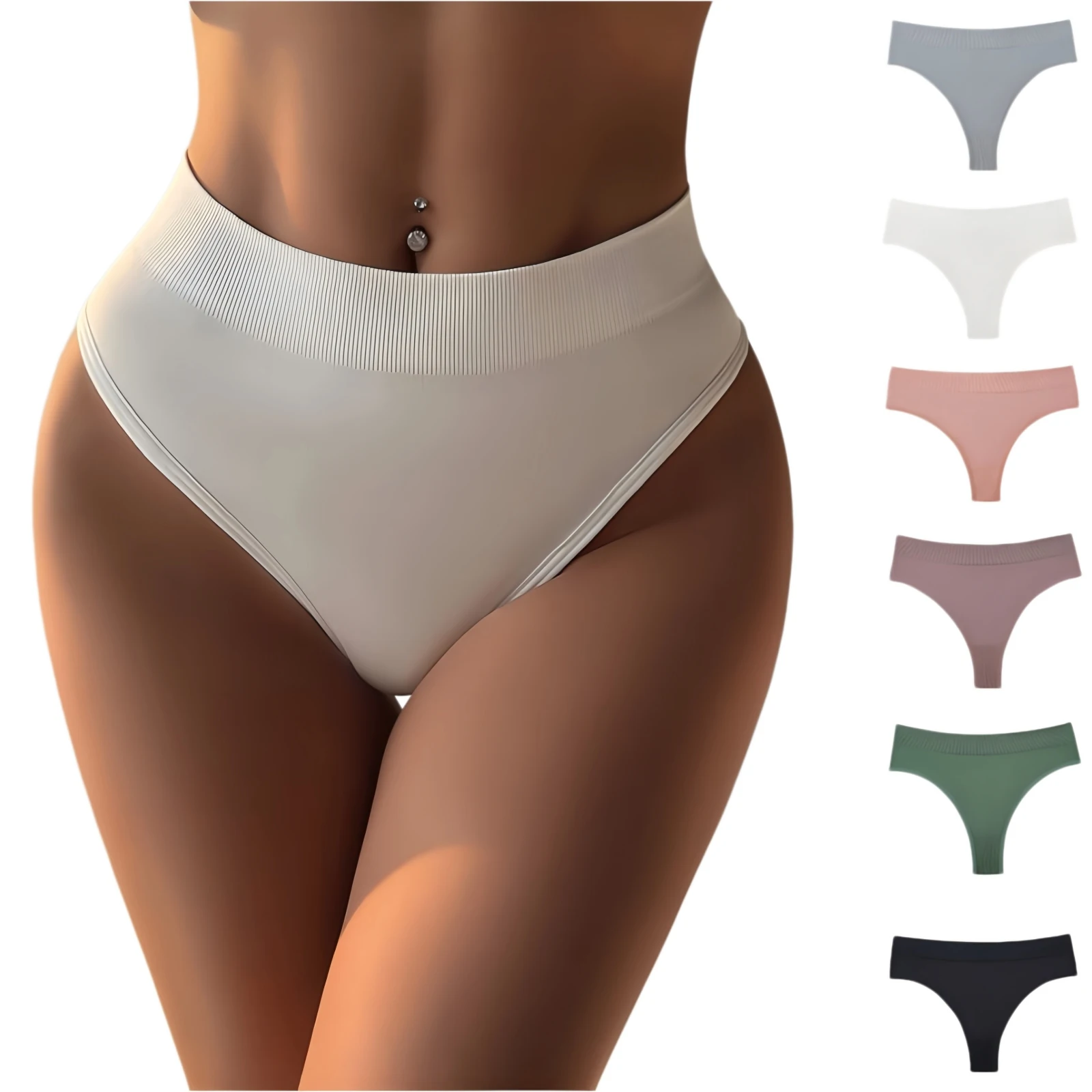 6pcs Casual Solid Color Panties Set High-waisted Ribbed Briefs High-elastic Seamless Breathable Underwear Suit for Women
6pcs Casual Solid Color Panties Set High-waisted Ribbed Briefs High-elastic Seamless Breathable Underwear Suit for Women