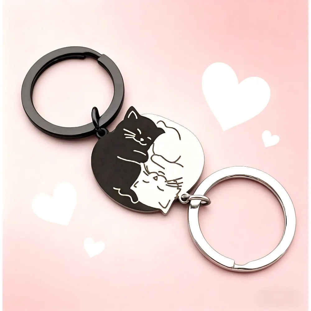 Paired Stainless Steel Cat Couple Matching Cute Keychain Lover Bag Pendant Romantic Personalized Keyring Metal Valentine Gift
Paired Stainless Steel Cat Couple Matching Cute Keychain Lover Bag Pendant Romantic Personalized Keyring Metal Valentine Gift