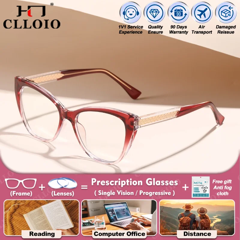 CLLOIO New Design Cat Eye Women's Myopia Hyperopia Photochromic Glasses Anti Blue Light Multifocal Prescription Reading Eyeware
CLLOIO New Design Cat Eye Women's Myopia Hyperopia Photochromic Glasses Anti Blue Light Multifocal Prescription Reading Eyeware