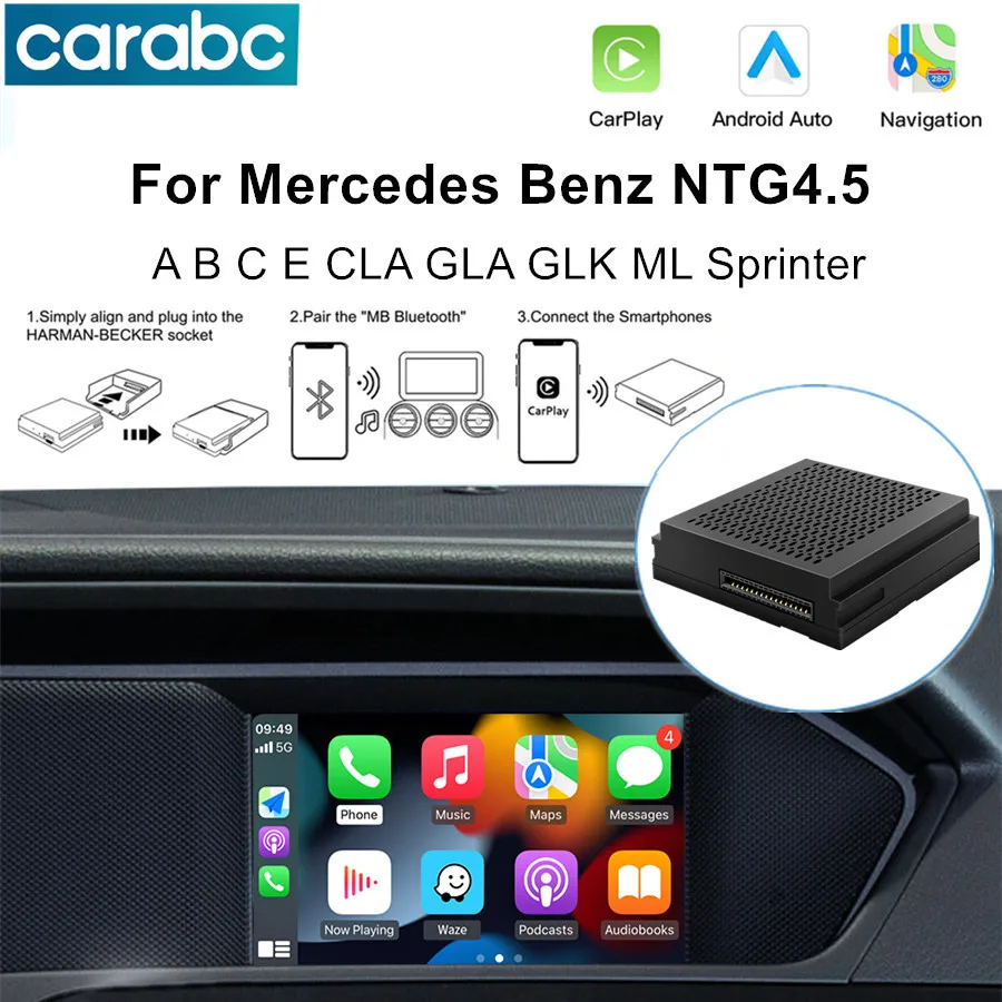 CARABC Wireless Carplay Android Auto Navigation For Mercedes Benz A B C E CLA GLA GLK ML Sprinter NTG4.5 Becker Module
CARABC Wireless Carplay Android Auto Navigation For Mercedes Benz A B C E CLA GLA GLK ML Sprinter NTG4.5 Becker Module