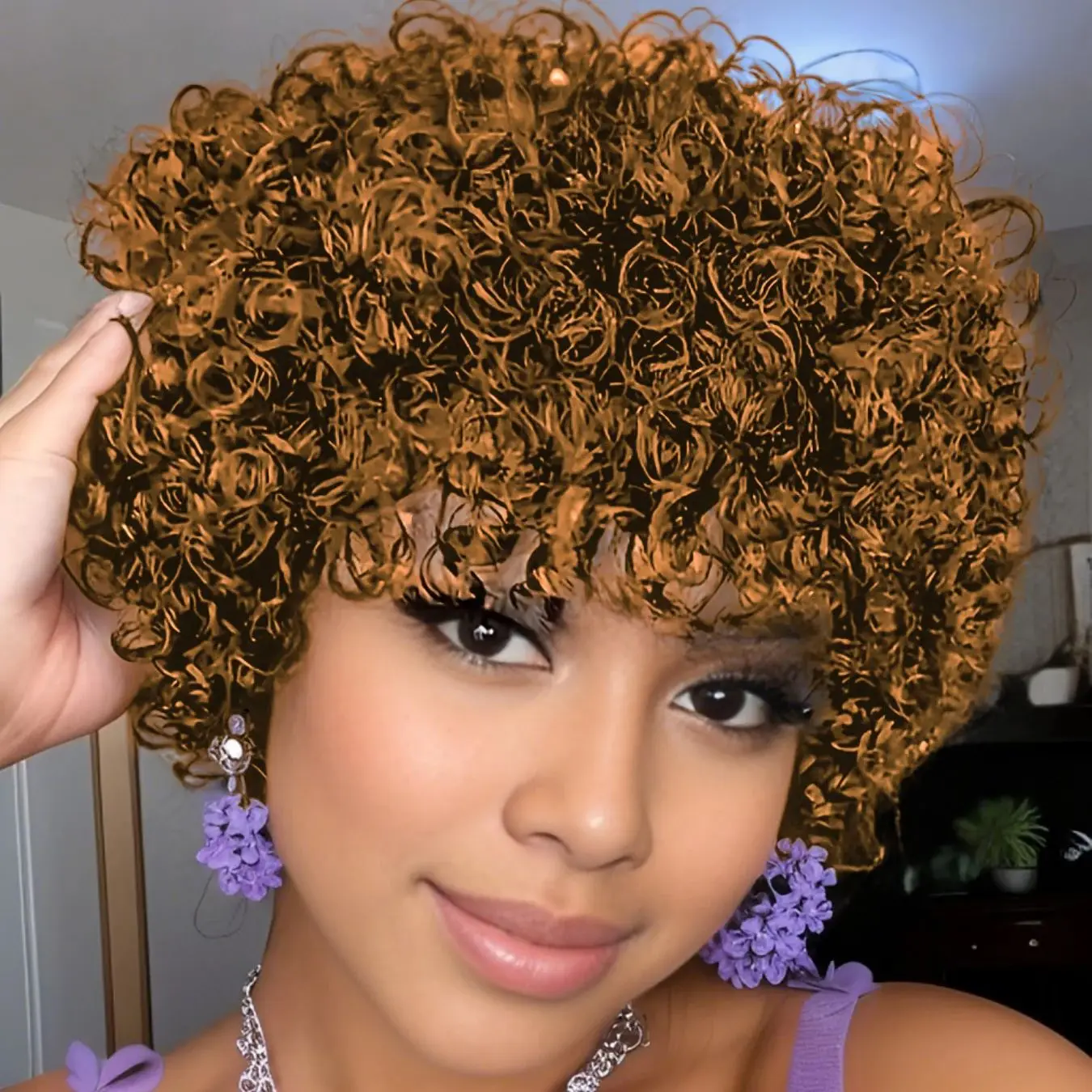 Парик из натуральных волос, стрижка пикси, афро-кудрявый вьющийся парик с челкой, парики машинного производства для повседневного ношения
Парик из натуральных волос, стрижка пикси, афро-кудрявый вьющийся парик с челкой, парики машинного производства для повседневного ношения