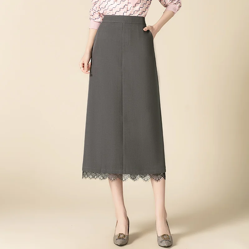 High Waist Midi Straight Leg Lace Trim Skirt Women's Spring 2025 New Sle Korean Sle Commute ket Detail Polyester Blend
High Waist Midi Straight Leg Lace Trim Skirt Women's Spring 2025 New Sle Korean Sle Commute ket Detail Polyester Blend