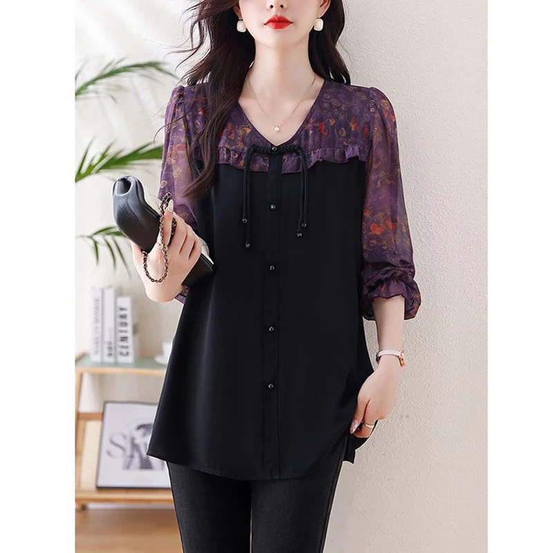 Fashion Ruffles Lace Up Button Fake Two Pieces Blouses Women Clothing 2025 Spring New Loose Office Lady Tops Chic Chiffon Shirts
Fashion Ruffles Lace Up Button Fake Two Pieces Blouses Women Clothing 2025 Spring New Loose Office Lady Tops Chic Chiffon Shirts