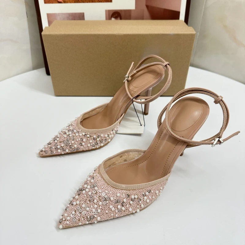 Brand Shiny Mesh Slingback High Heels Women Party Wedding Shoes Sequins Pearl Pointed Toe Stiletto Elegant Female Dress Pumps
Brand Shiny Mesh Slingback High Heels Women Party Wedding Shoes Sequins Pearl Pointed Toe Stiletto Elegant Female Dress Pumps