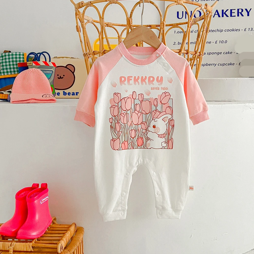 Spring and Autumn Jumpsuit 0-1Y Baby Newborn Romper Splicing Pink white Toddler Clothing Long Sleeve Printed Infant Bodysuit Set
Spring and Autumn Jumpsuit 0-1Y Baby Newborn Romper Splicing Pink white Toddler Clothing Long Sleeve Printed Infant Bodysuit Set
