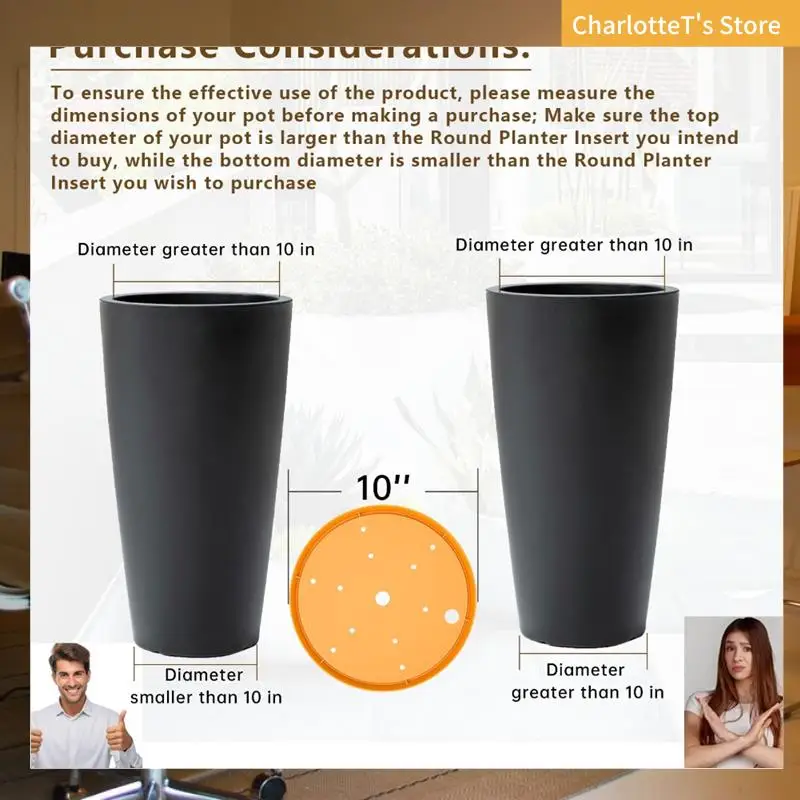 2Pcs Planter Inserts For Large Pots, 10 Inch Round Plastic Planter Insert With Drainage Holes For Place Inside Planter-ABLI
2Pcs Planter Inserts For Large Pots, 10 Inch Round Plastic Planter Insert With Drainage Holes For Place Inside Planter-ABLI