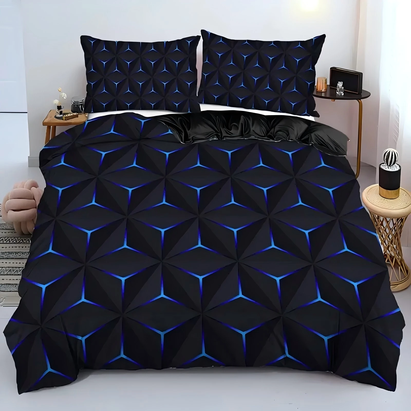 Cyberpunk Geometric Grid Printed Duvet Cover Science Fiction Style Bedding Set Soft Comfortable Polyester Quilt Cover Pillowcase
Cyberpunk Geometric Grid Printed Duvet Cover Science Fiction Style Bedding Set Soft Comfortable Polyester Quilt Cover Pillowcase