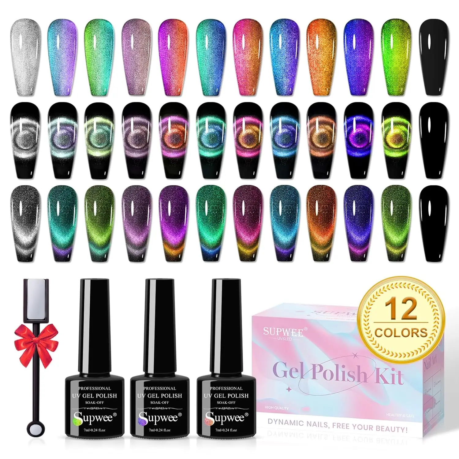 12 Colors Cat Eye Gel Nail Polish Set with Magnet - Galaxy Effect DIY Manicure Kit
12 Colors Cat Eye Gel Nail Polish Set with Magnet - Galaxy Effect DIY Manicure Kit