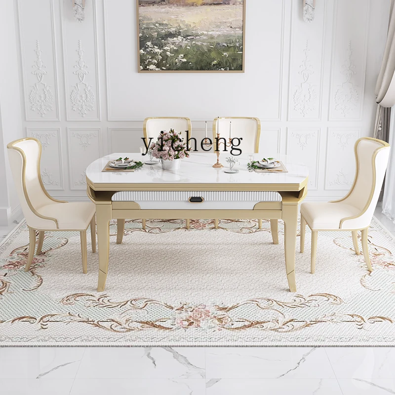 ZC American rock slab dining table square and round dual-purpose retractable folding European solid wood cream style new model
ZC American rock slab dining table square and round dual-purpose retractable folding European solid wood cream style new model