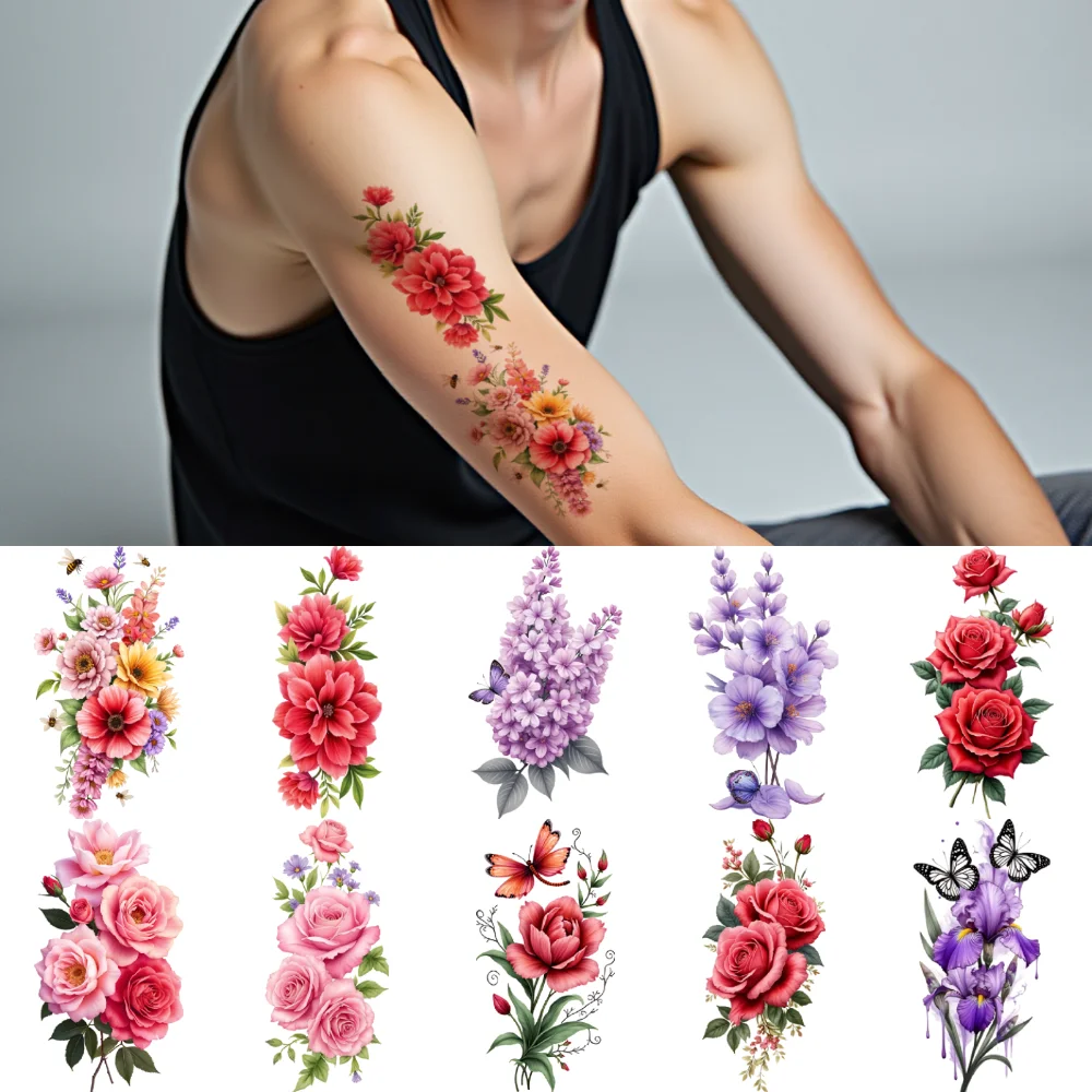 9pcs Temporary Tattoo Colorful Sunflower Arrangement Floral Arrangement Purple Flowers For Thighs Back Shoulders
9pcs Temporary Tattoo Colorful Sunflower Arrangement Floral Arrangement Purple Flowers For Thighs Back Shoulders