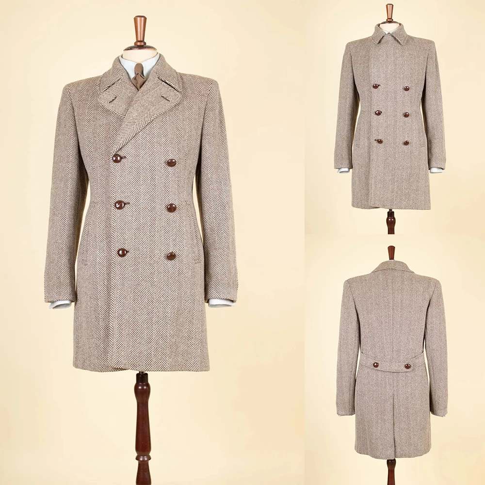 Luxury Herringbone Long Coat For Men Notched Lapel Blazer Double Breasted Belt Overcoat Only Jacket Custom Made
Luxury Herringbone Long Coat For Men Notched Lapel Blazer Double Breasted Belt Overcoat Only Jacket Custom Made