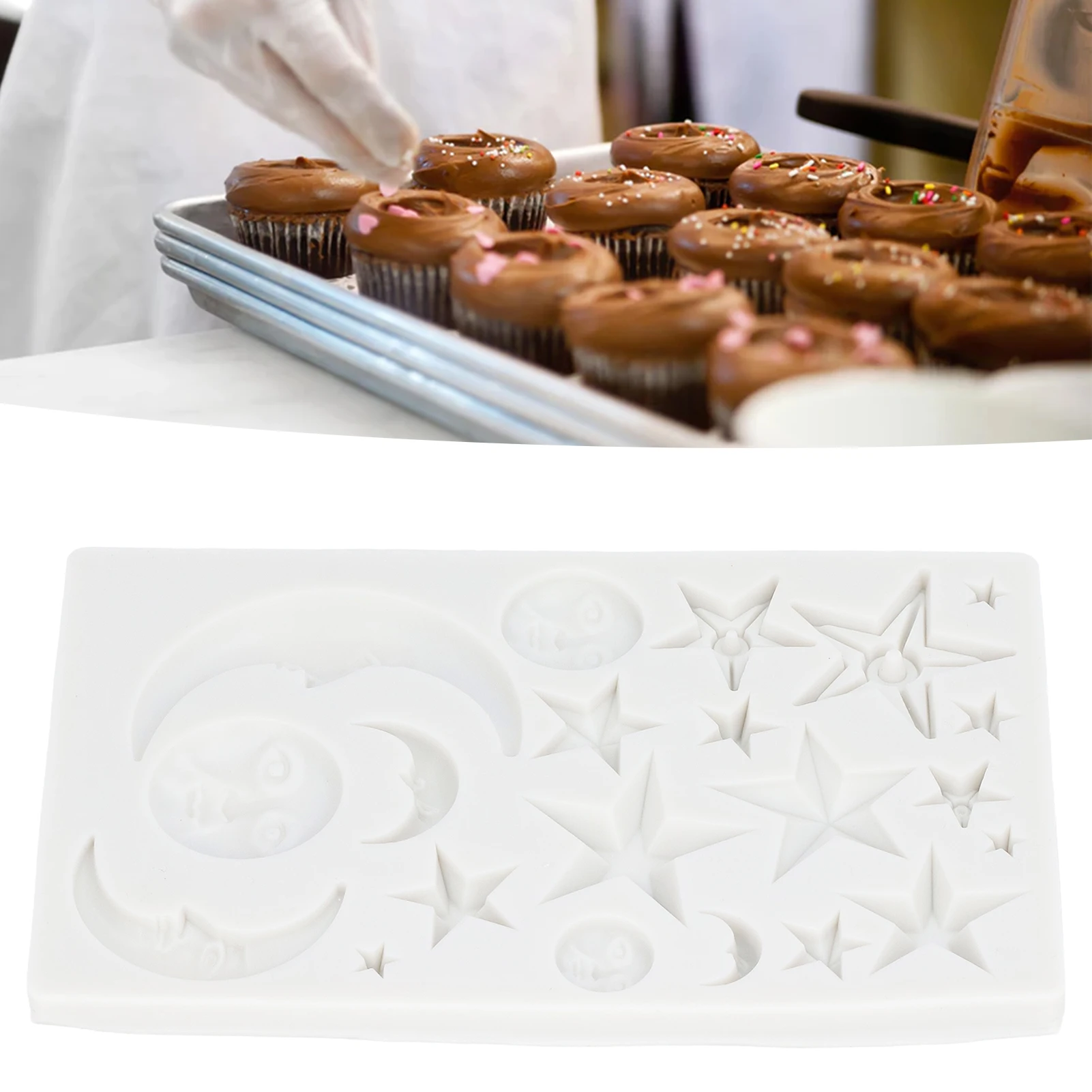 D5 Silicone Fondant Cake Mold Star Moon Face Nonstick Food Grade Silicone Reusable Heat Resistant Odorless Chocolate Home Molds
D5 Silicone Fondant Cake Mold Star Moon Face Nonstick Food Grade Silicone Reusable Heat Resistant Odorless Chocolate Home Molds