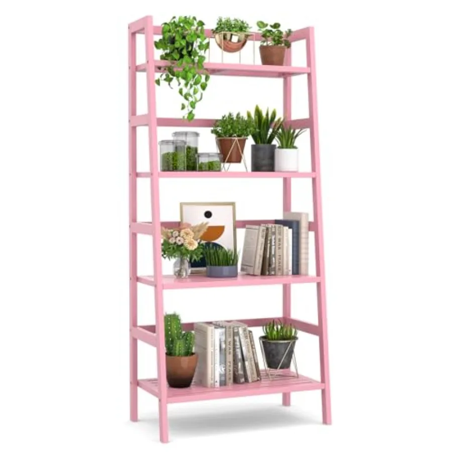 Bamboo Ladder Bookshelf, 4-Tier Ladder Shelf Open Book Shelf Freestanding Bookcase Bathroom Storage Rack Plant Stand for Living
Bamboo Ladder Bookshelf, 4-Tier Ladder Shelf Open Book Shelf Freestanding Bookcase Bathroom Storage Rack Plant Stand for Living