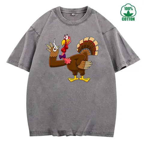 Turkey Vintage Washed T-Shirt 230g 100% Cotton Unisex Comfortable Oversized Streetwear