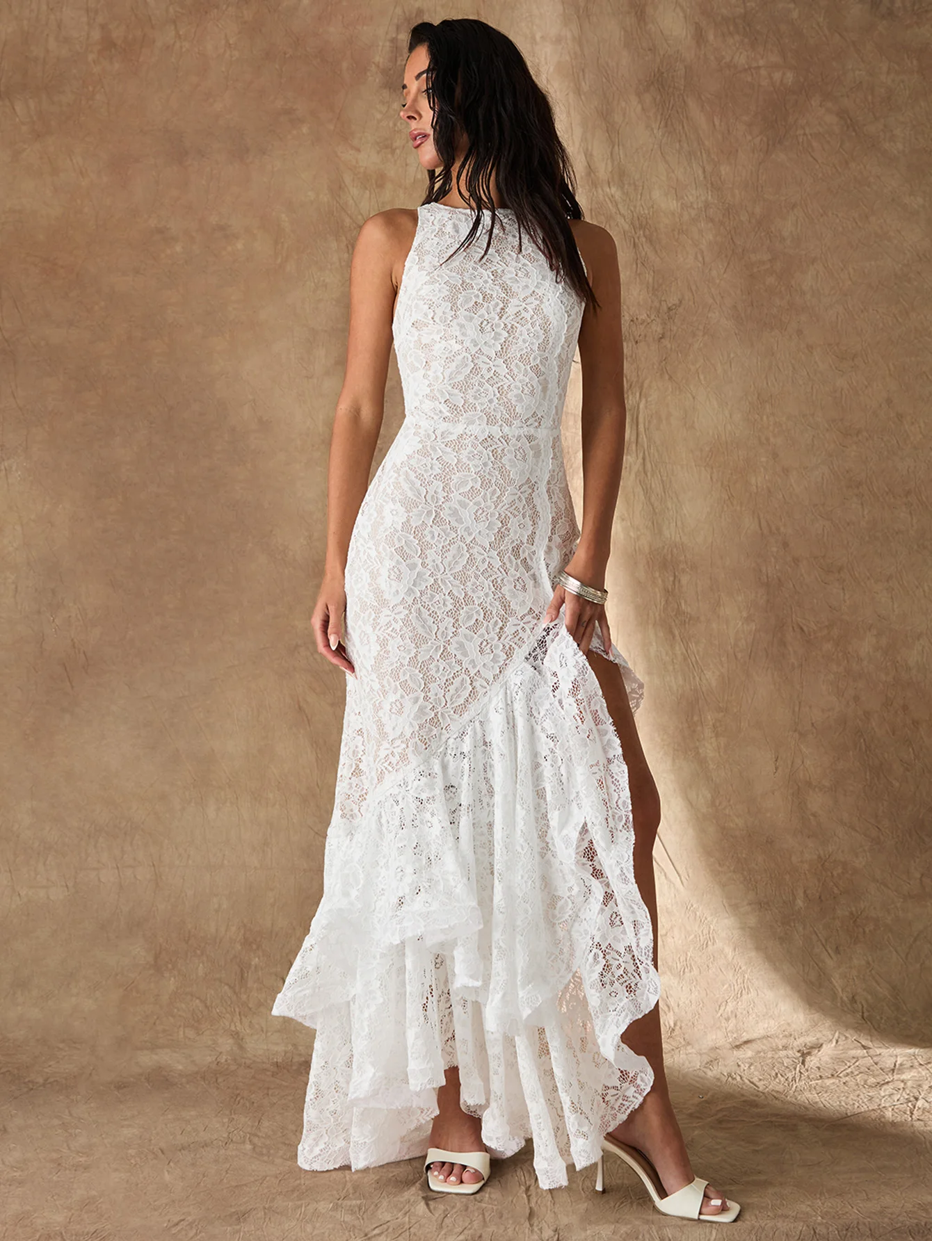 2026 Women's Sleeveless Lace Evening Dress French Elegant Slim Fit Long Style Banquet Evening Gown with Slit
2026 Women's Sleeveless Lace Evening Dress French Elegant Slim Fit Long Style Banquet Evening Gown with Slit
