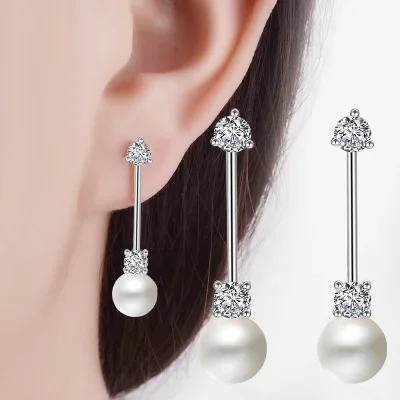Simple Classic Women Wedding 925 Sterling Silver Earrings Jewelry Pearl Earrings with Shine CZ 8mm Natural Pearl Accessory
Simple Classic Women Wedding 925 Sterling Silver Earrings Jewelry Pearl Earrings with Shine CZ 8mm Natural Pearl Accessory
