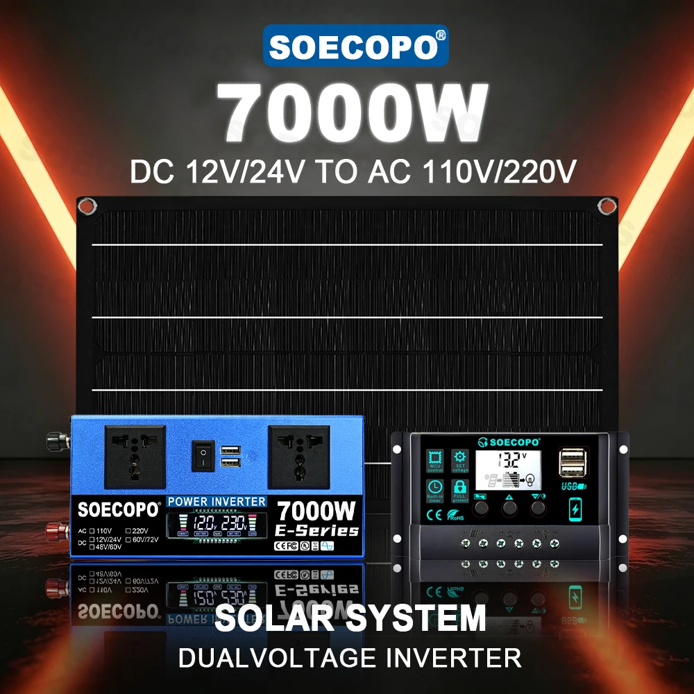 SOECOPO Remote Work 7000W Peak Solar Kit 800W Panel 100A Controller stable Inverter for Emergency Backup Work Lights lawn Party
SOECOPO Remote Work 7000W Peak Solar Kit 800W Panel 100A Controller stable Inverter for Emergency Backup Work Lights lawn Party