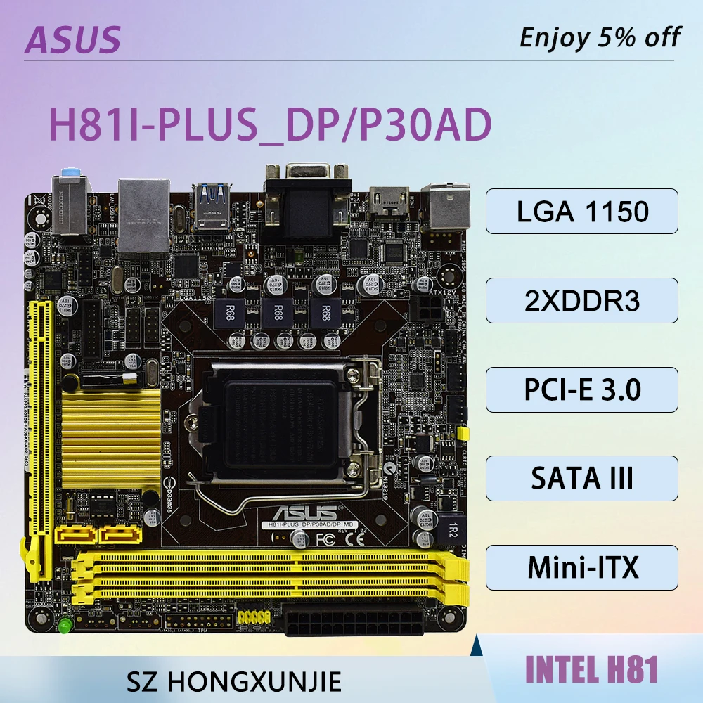 Материнская плата ASUS H81I-PLUS_DP/P30AD H81 LGA 1150 для процессора I5-4590 I7-4770 I3-4170 DDR3 PCIe 3,0 x16 SATA 6 Гбит/с Mini-ITX
Материнская плата ASUS H81I-PLUS_DP/P30AD H81 LGA 1150 для процессора I5-4590 I7-4770 I3-4170 DDR3 PCIe 3,0 x16 SATA 6 Гбит/с Mini-ITX