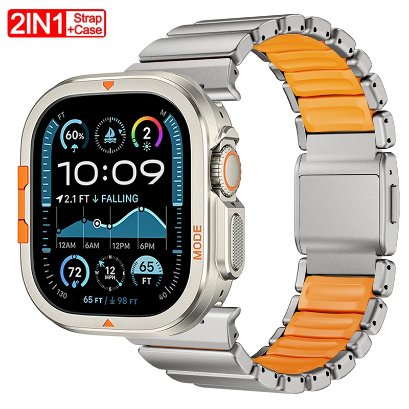 Titanium Band+Metal Case for Apple Watch Ultra 3/2/1 49mm Metal Alloy Cover for Iwatch Series 11 10 46mm Stainless Steel Strap
Titanium Band+Metal Case for Apple Watch Ultra 3/2/1 49mm Metal Alloy Cover for Iwatch Series 11 10 46mm Stainless Steel Strap