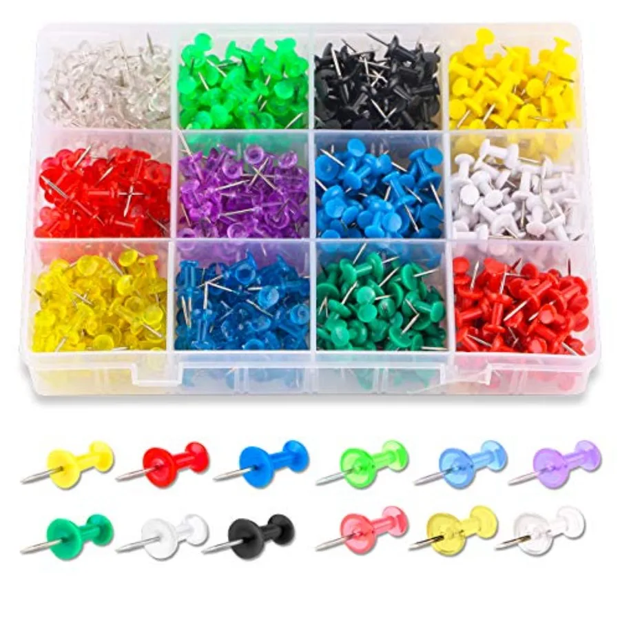 Push Pins Color Thumb Tacks 600-Count Standard Pins Steel Point and Colored Plastic Head, 12 Assorted Colors
Push Pins Color Thumb Tacks 600-Count Standard Pins Steel Point and Colored Plastic Head, 12 Assorted Colors