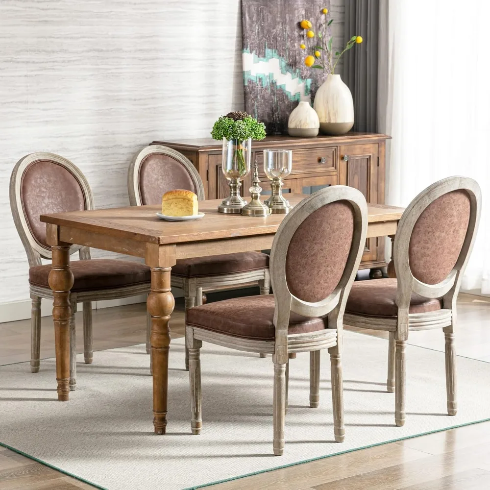 Farmhouse Leather Dining Chairs Set of 4, French Country Chairs with Round Back, Oval Side Chairs for Kitchen/Restaurant
Farmhouse Leather Dining Chairs Set of 4, French Country Chairs with Round Back, Oval Side Chairs for Kitchen/Restaurant