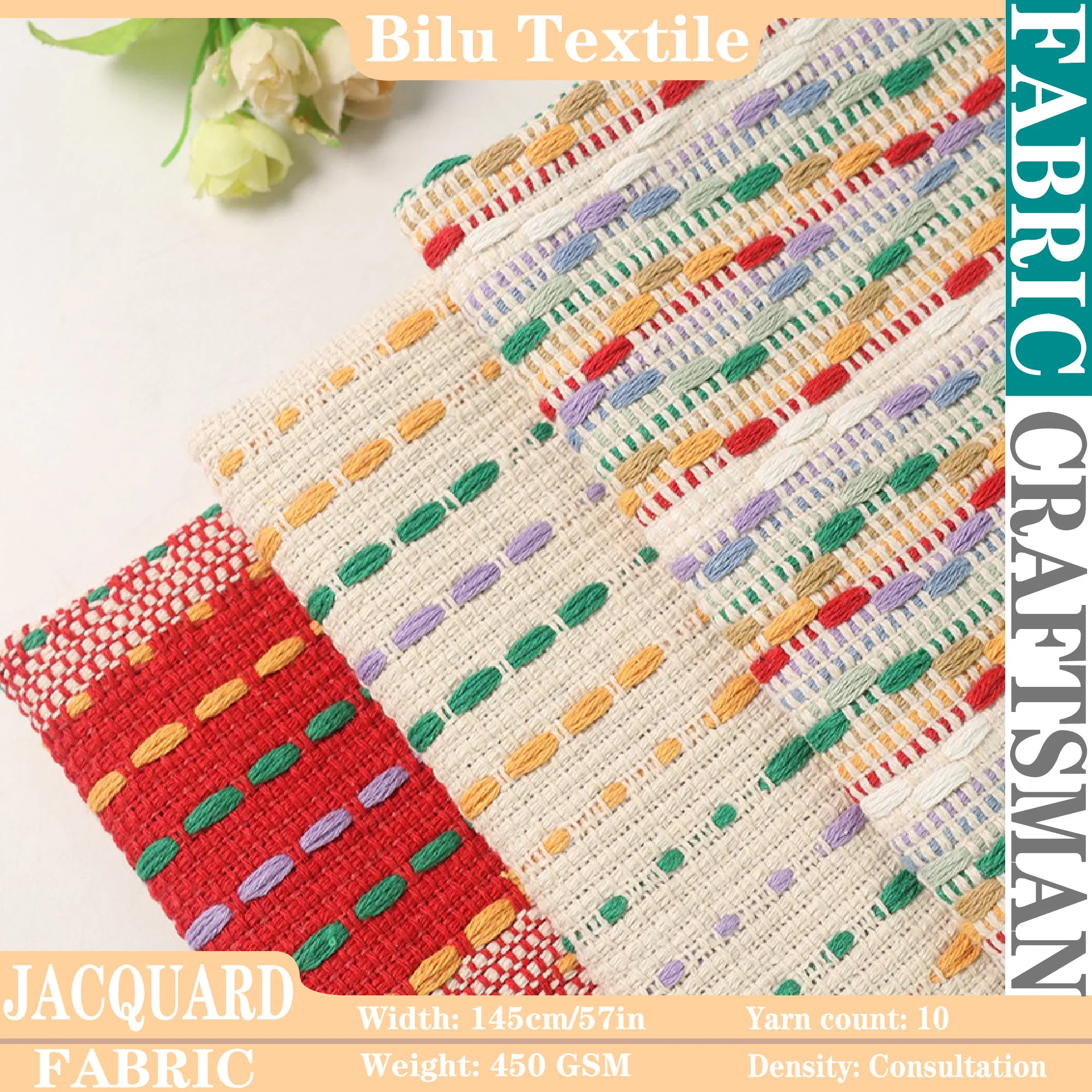 Jacquard Poly-Cotton Fabric - Coarse Woven Upholstery & Apparel Textile (per Meter)
Jacquard Poly-Cotton Fabric - Coarse Woven Upholstery & Apparel Textile (per Meter)