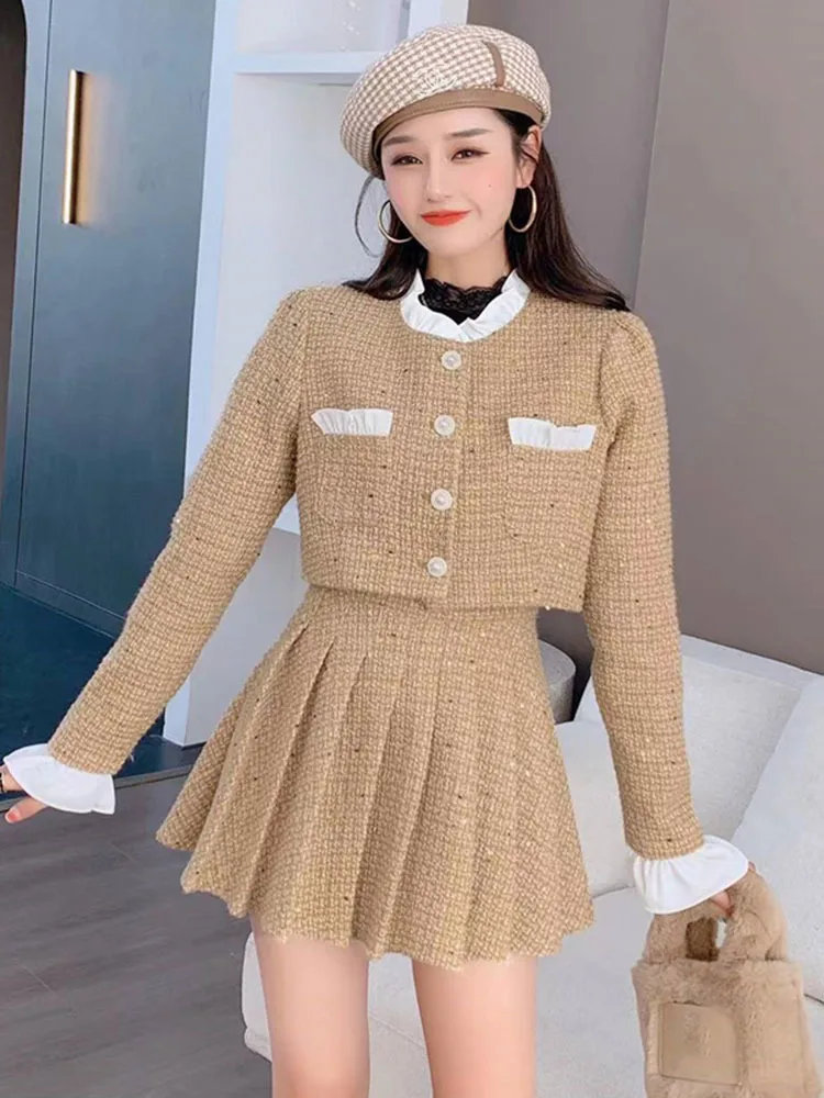 High Quality Luxury Brand Small Fragrance Tweed Two Piece Set Women Woolen Jacket Coat + Skirt Sets Winter Korean 2 Piece Suits
High Quality Luxury Brand Small Fragrance Tweed Two Piece Set Women Woolen Jacket Coat + Skirt Sets Winter Korean 2 Piece Suits