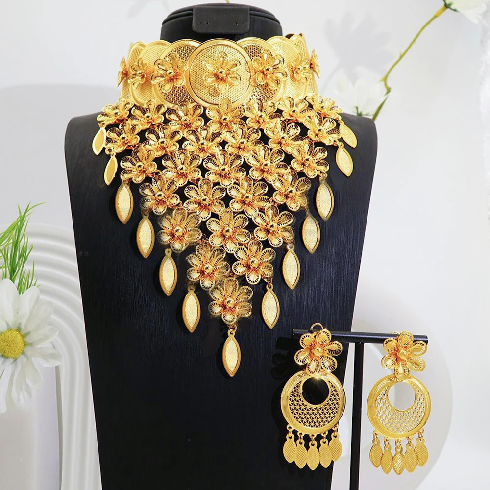 Dubai Fashion Chain Necklace Drop Tassel Earrings Set Arabic Luxury Gold Color Jewelry Trendy Women Jewelry Set Daily Party
Dubai Fashion Chain Necklace Drop Tassel Earrings Set Arabic Luxury Gold Color Jewelry Trendy Women Jewelry Set Daily Party