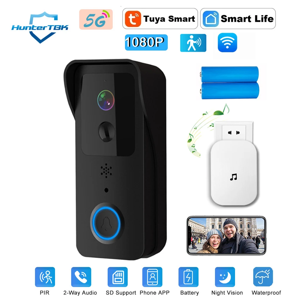 1080P HD WiFi Doorbell Camera with Night Vision PIR Motion Detection 5G 2.4G Intercom Doorbell for Tuya Smart Home Ring
1080P HD WiFi Doorbell Camera with Night Vision PIR Motion Detection 5G 2.4G Intercom Doorbell for Tuya Smart Home Ring