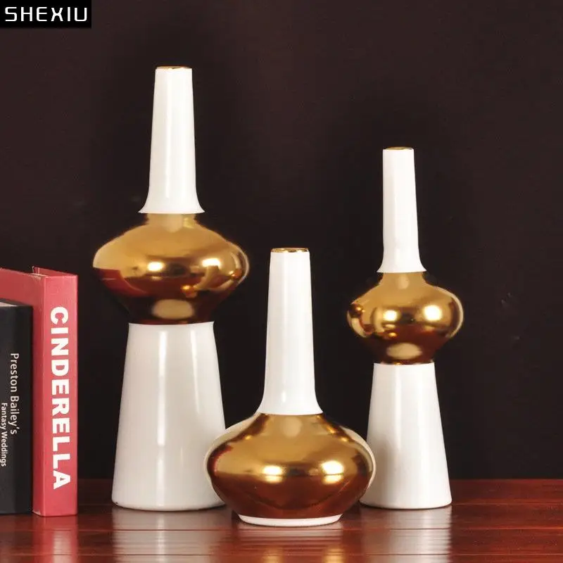 Creative Gold-plated Ceramic Vase Artificial Flowers Decorative Flower Arrangement Desk Decoration Gilding Porcelain Floral Vase
Creative Gold-plated Ceramic Vase Artificial Flowers Decorative Flower Arrangement Desk Decoration Gilding Porcelain Floral Vase