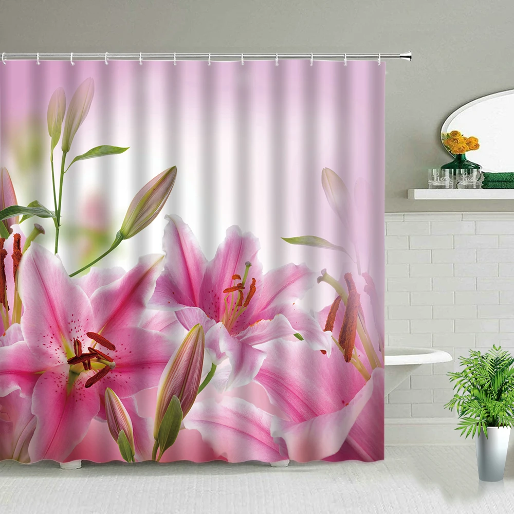 Pink Lily Flower Plant Shower Curtain Colorful Flowers Green Plants Printing Pattern Bath Curtains Waterproof with Hooks Screens
Pink Lily Flower Plant Shower Curtain Colorful Flowers Green Plants Printing Pattern Bath Curtains Waterproof with Hooks Screens