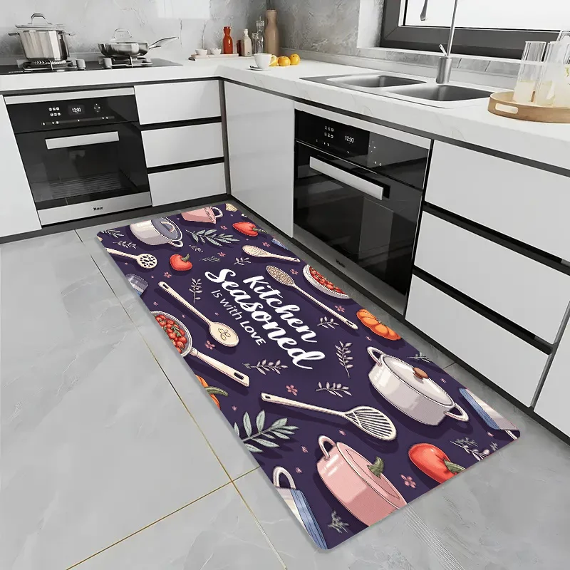 Kitchen Utensils & "Kitchen Seasoned Is with Love" Print Kitchen Mat,Non-Slip Washable Durable Runner Rug for Kitchen Home Decor
Kitchen Utensils & "Kitchen Seasoned Is with Love" Print Kitchen Mat,Non-Slip Washable Durable Runner Rug for Kitchen Home Decor