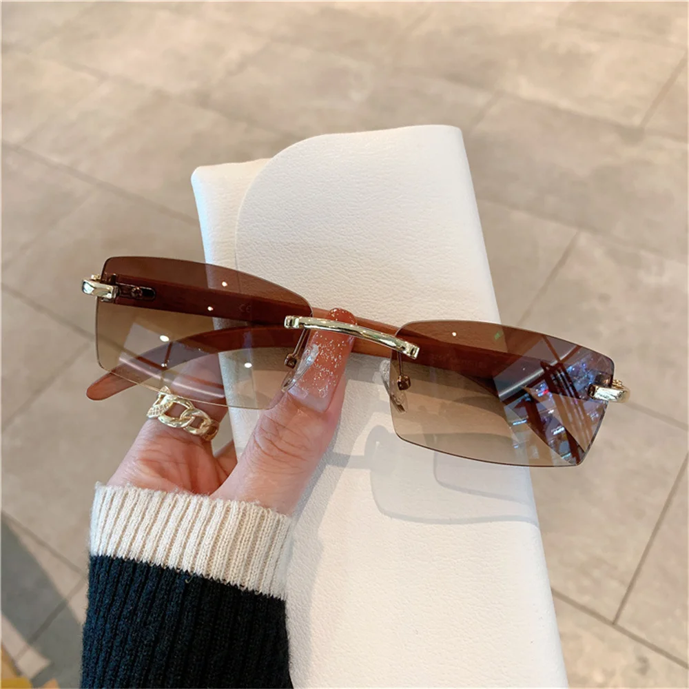 Rectangle Fashion Rimless Sunglasses for Women Men Gangster 90s Frameless Shades Retro Vintage Trendy Wooden Frame Eyewear
Rectangle Fashion Rimless Sunglasses for Women Men Gangster 90s Frameless Shades Retro Vintage Trendy Wooden Frame Eyewear