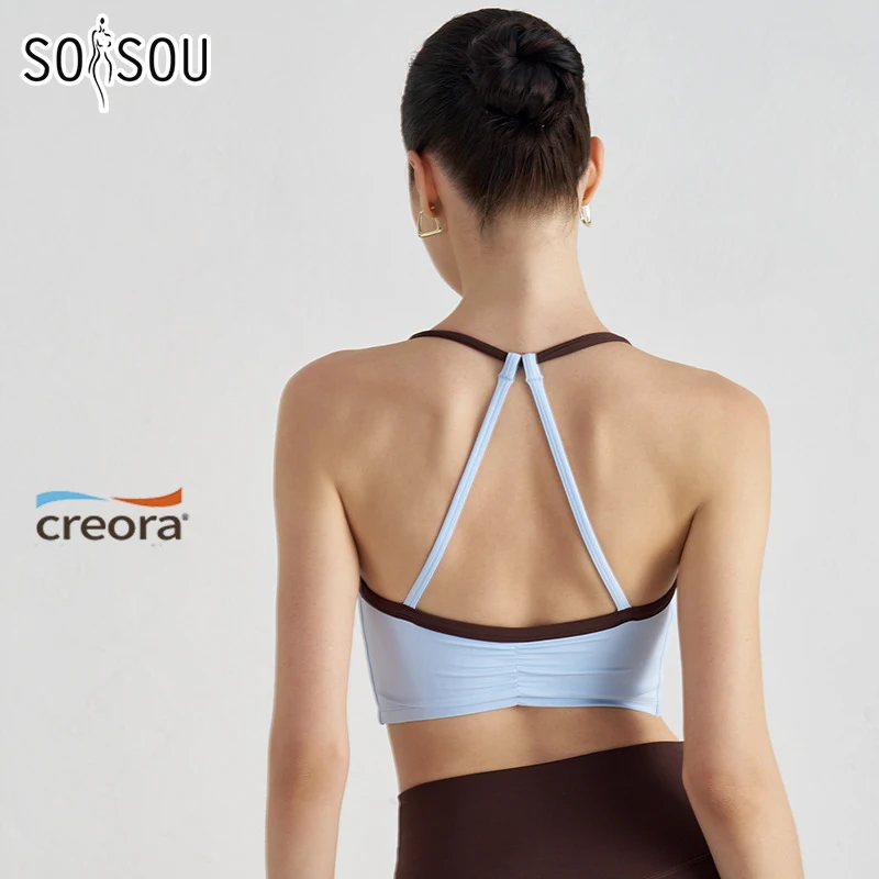 SOISOU Nylon Two Tones Top Women Bra Gym Sports Yoga Fitness Bra For Women Elastic Female Underwear Chest Pad Removable 3 Colors
SOISOU Nylon Two Tones Top Women Bra Gym Sports Yoga Fitness Bra For Women Elastic Female Underwear Chest Pad Removable 3 Colors