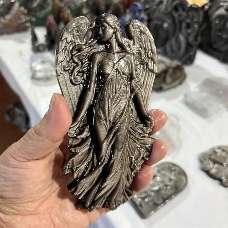 Natural Silver Obsidian Angel Carving Crystal Love Healing Fengshui Gemstones HomeDecoration Holiday Gift 1PCS
Natural Silver Obsidian Angel Carving Crystal Love Healing Fengshui Gemstones HomeDecoration Holiday Gift 1PCS