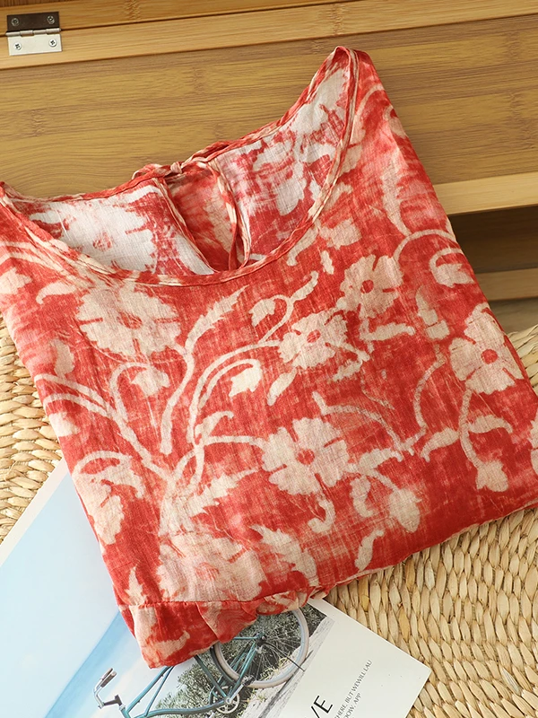 Retro Summer 2025 High Waist Lantern Sve Linen irt Thin Overhead Sun Protection Top Floral Print Loose Fit round Ne
Retro Summer 2025 High Waist Lantern Sve Linen irt Thin Overhead Sun Protection Top Floral Print Loose Fit round Ne