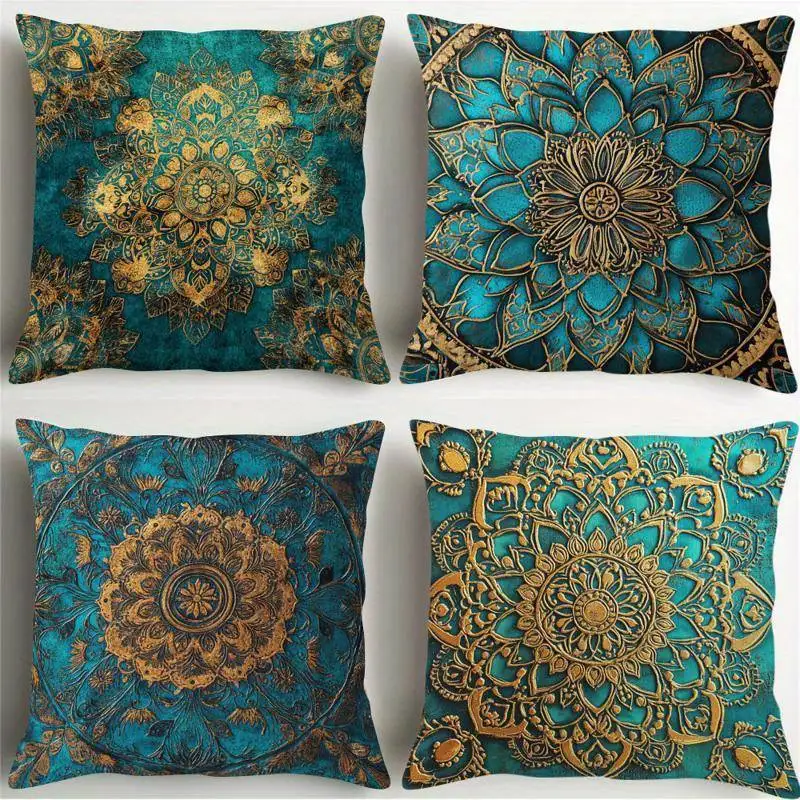 Наволочка с мандалой бирюзово-золотого цвета — винтажная наволочка с богатым узором для элегантного богемного декора дома
Наволочка с мандалой бирюзово-золотого цвета — винтажная наволочка с богатым узором для элегантного богемного декора дома