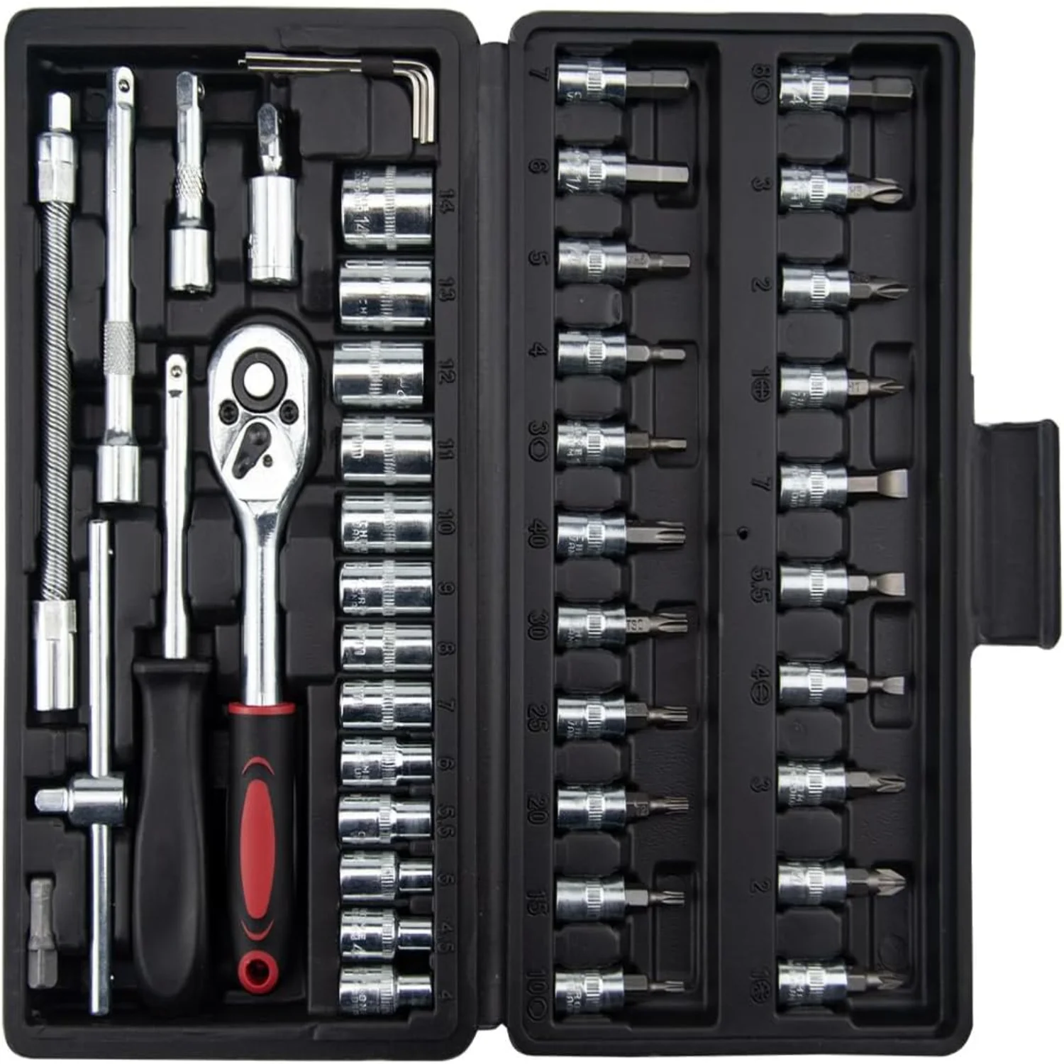 High-quality 46-piece Metric Bit Sockets Extension Ratchet Wrench Set for Professional Mechanics and DIY Enthusiasts - Designed
High-quality 46-piece Metric Bit Sockets Extension Ratchet Wrench Set for Professional Mechanics and DIY Enthusiasts - Designed