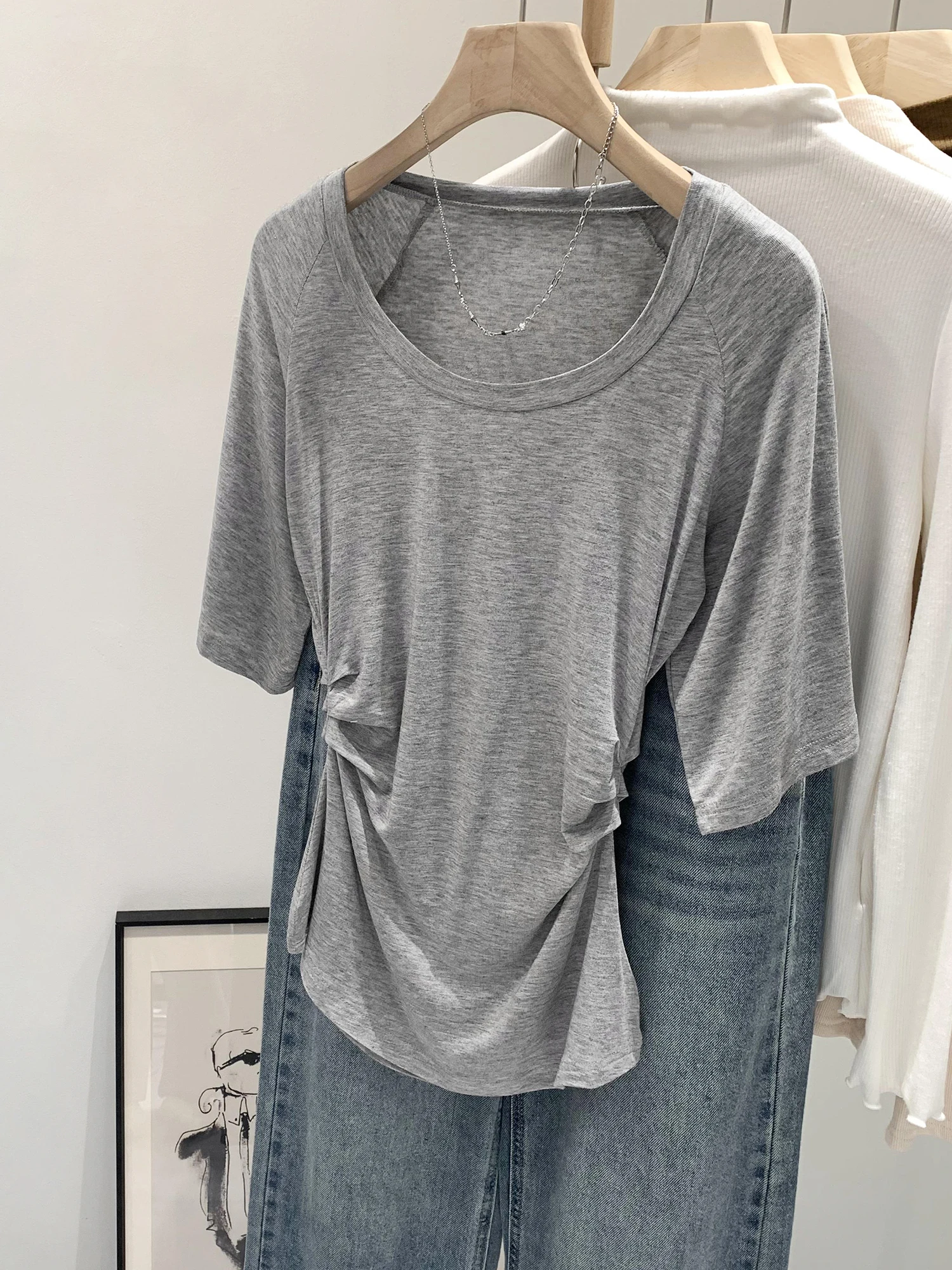 Lycocel Wool Unique Beautiful Anti-Aging Waist-Cinching Short Sleeve Women's T-Shirt Summer New Slimming Top
Lycocel Wool Unique Beautiful Anti-Aging Waist-Cinching Short Sleeve Women's T-Shirt Summer New Slimming Top