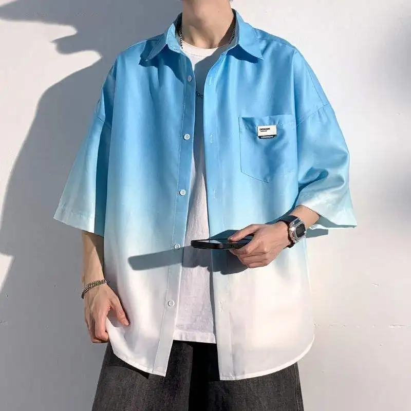 Ice Silk Gradient Short Sleeve Men's Shirt Summer New Trend Brand American Workwear Design Sensation Couple Jacket
Ice Silk Gradient Short Sleeve Men's Shirt Summer New Trend Brand American Workwear Design Sensation Couple Jacket